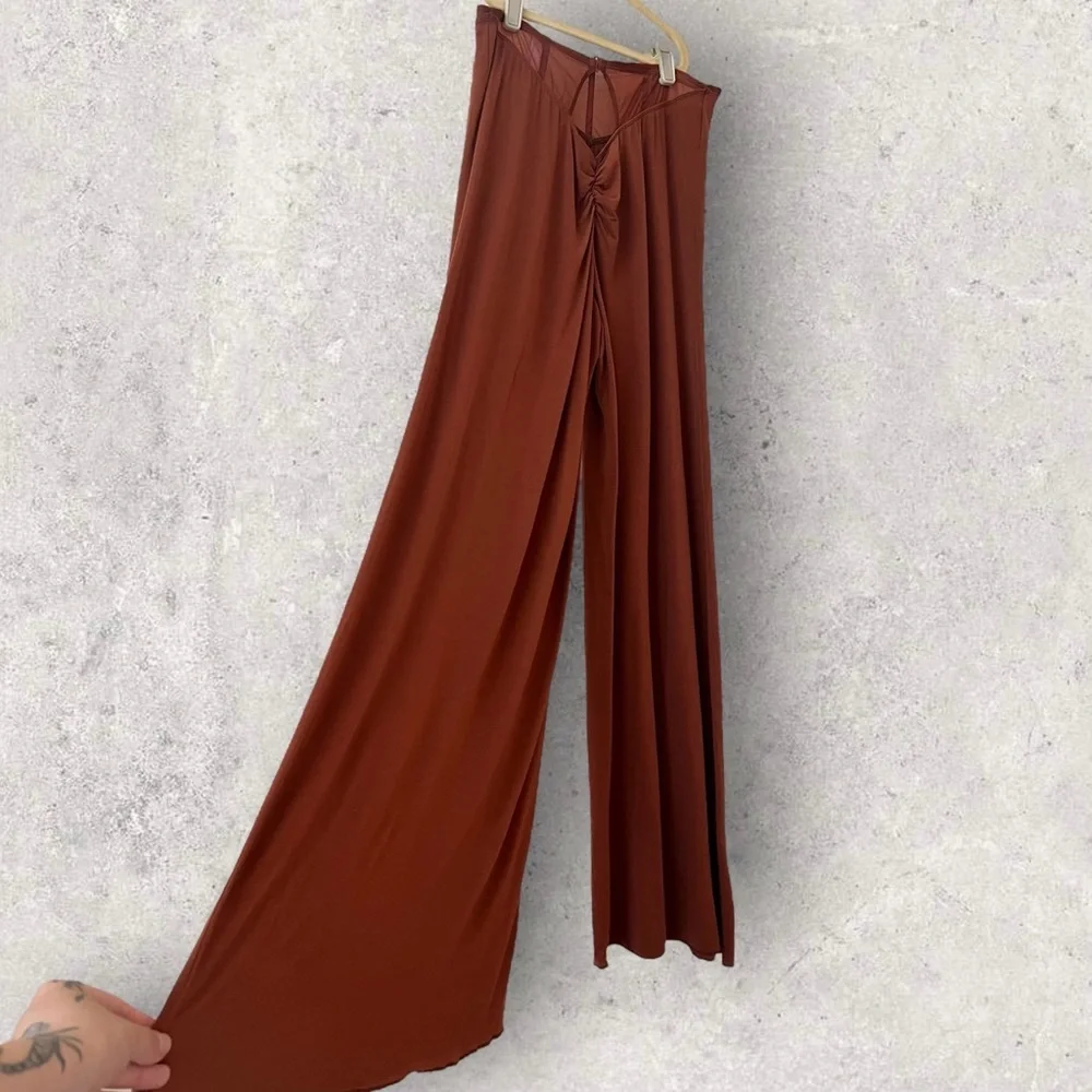 Savage X Fenty Aqua Hour Wide Leg Pant Cookie Brown Size L